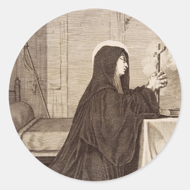 Saint Scholastica Patroness of school  Classic Round Sticker (Front)