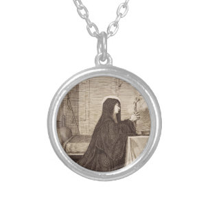 Saint Scholastica Patroness of school Silver Plated Necklace
