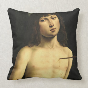 Saint Sebastian, c.1490s (tempera on panel) Throw Pillow