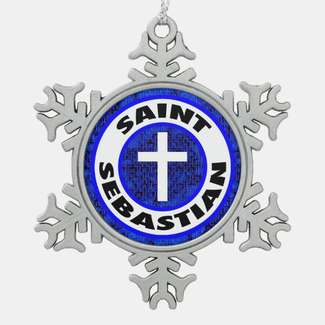 Saint Sebastian Snowflake Pewter Christmas Ornament (Front)