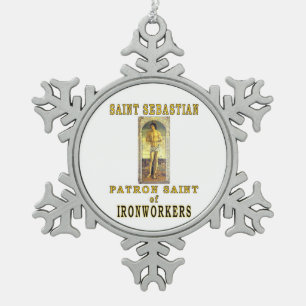 SAINT SEBASTIAN SNOWFLAKE PEWTER CHRISTMAS ORNAMENT