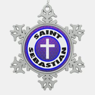 Saint Sebastian Snowflake Pewter Christmas Ornament
