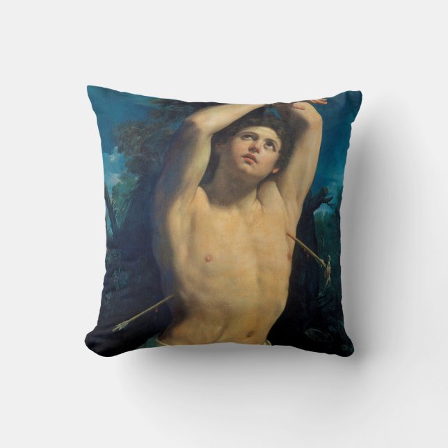 Saint Sebastian (St. Sebastian), Guido Reni Throw Pillow (Front)