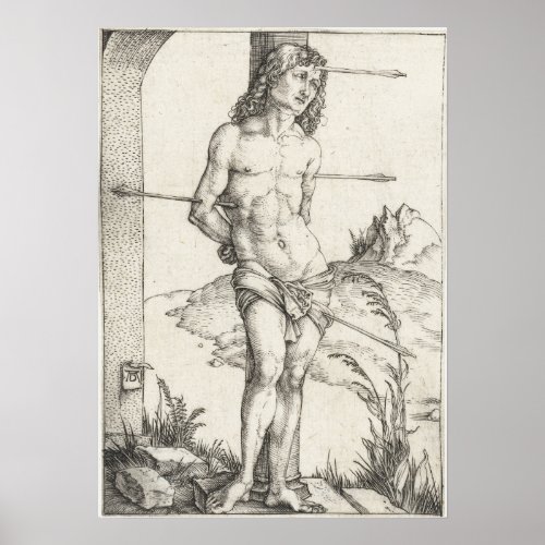 Saint Sebastian Tied to a Column by Albrecht Durer Poster