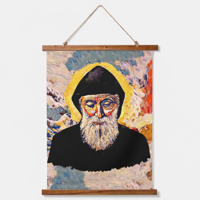  Saint Sharbel Wood Topped Wall Tapestry (Front)