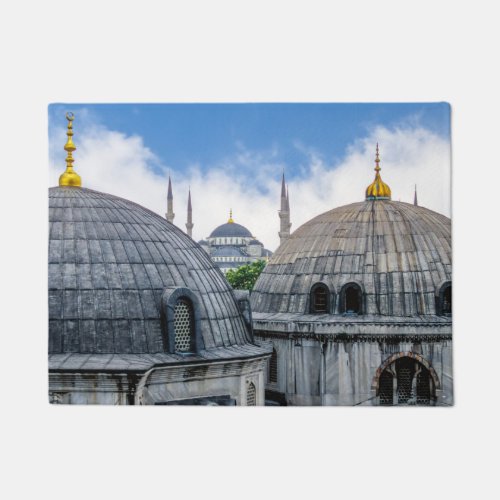 Saint Sophie Cathedral and Blue Mosque _ Istanbul  Doormat