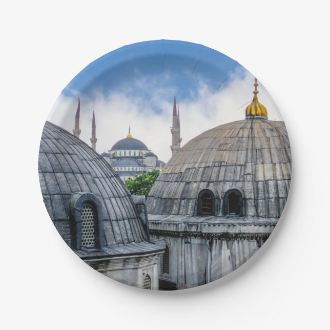 Saint Sophie Cathedral and Blue Mosque - Istanbul Paper Plates (Front)