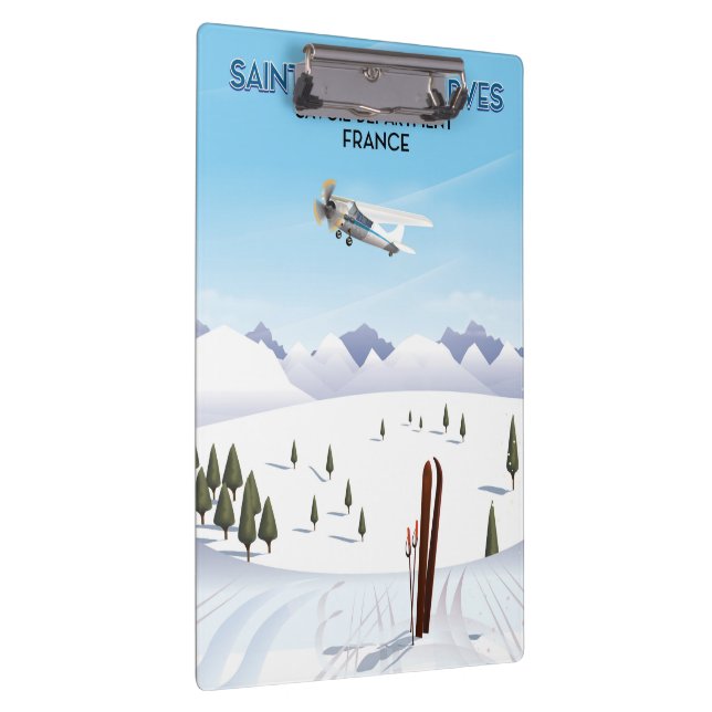 Saint-Sorlin d'Arves France ski poster Clipboard (Right)