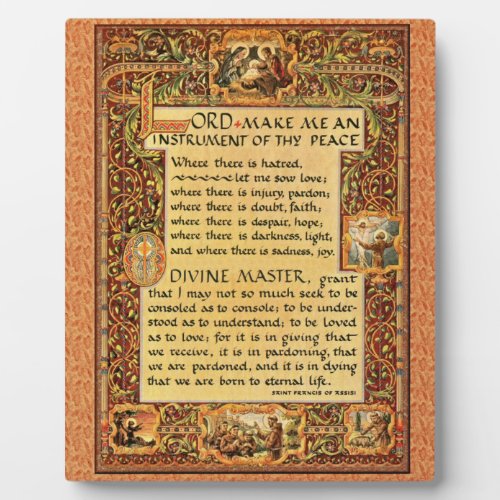 Saint StFrancis of Assisi Simple Prayer For Peace Plaque