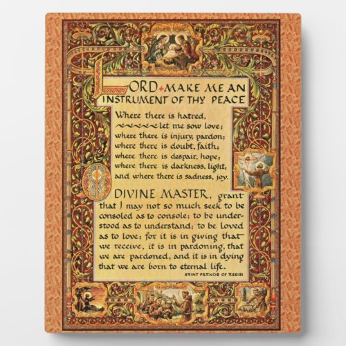 Saint StFrancis of Assisi Simple Prayer For Peace Plaque