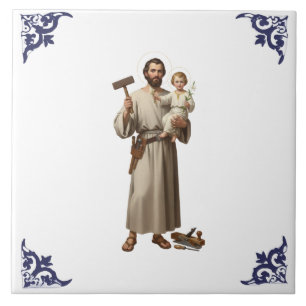 Saint St Joseph & Chiltd Jesus Religious Ceramic Tile