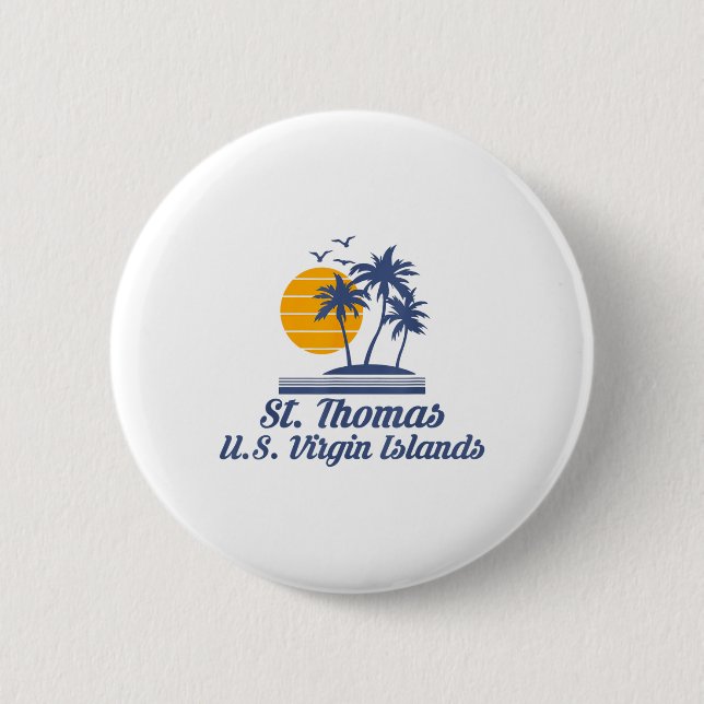 Saint St Thomas Us Virgin Islands Beach Caribbean  Button (Front)
