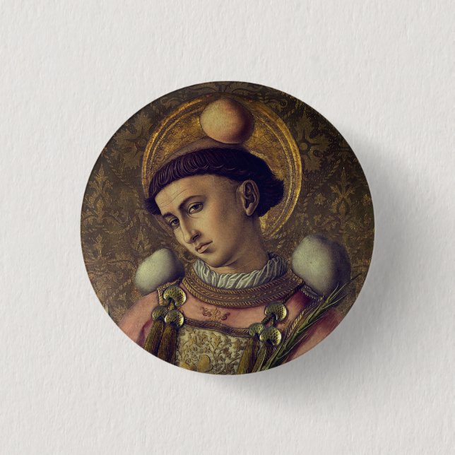 Saint Stephen (by Carlo Crivelli, 1476) Button (Front)