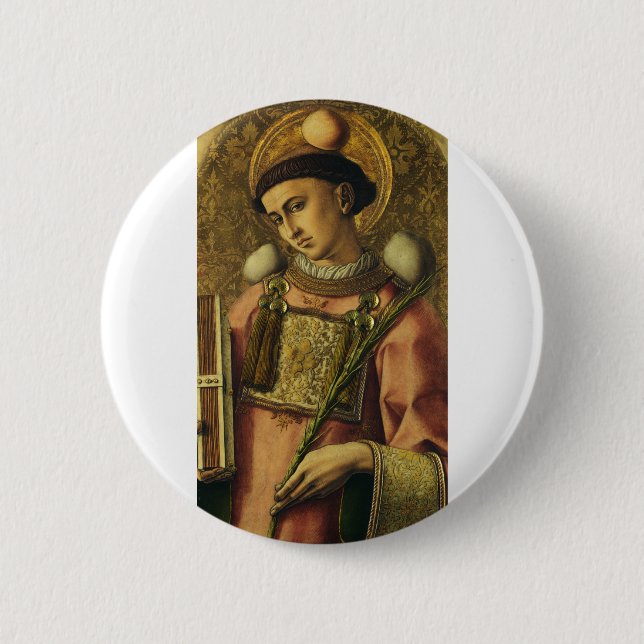 Saint Stephen the Protomartyr Fine Art Iconography Button (Front)