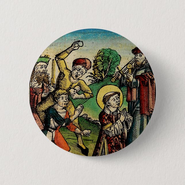 Saint Stephen the Protomartyr Fine Art Iconography Button (Front)