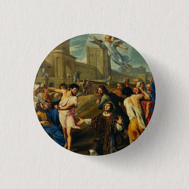 Saint Stephen the Protomartyr Fine Art Iconography Button (Front)