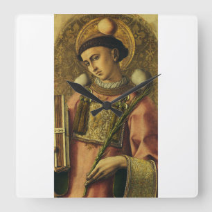 Saint Stephen the Protomartyr Fine Art Iconography Square Wall Clock