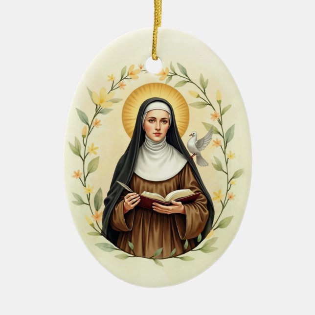  Saint Teresa of Avila Catholic Devotional Ceramic Ornament (Front)