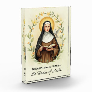 Saint Teresa of Avila Feast Day Blessings Floral Acrylic Award