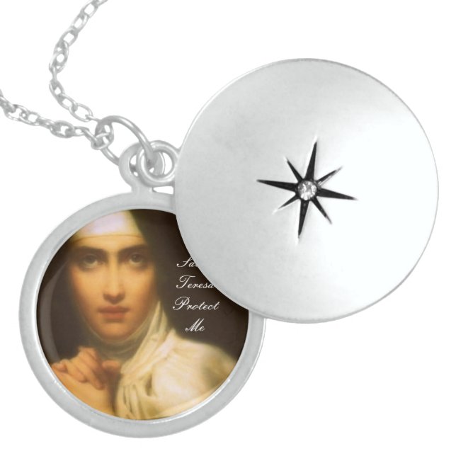 SAINT TERESA PROTECT ME LOCKET NECKLACE (Front)
