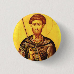 Saint Theodore Tiron orthodox icon Button