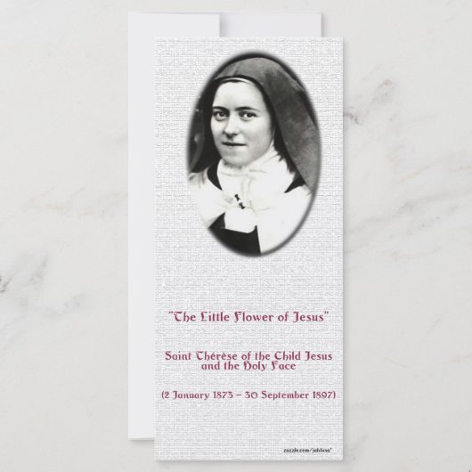 Saint Thérèse of Lisieux Holy Card (Back)