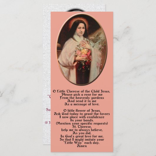 Saint Thérèse of Lisieux Holy Card (Front/Back)