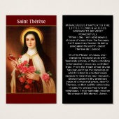 Saint Thérèse of Lisieux Prayer Cards (Front & Back)
