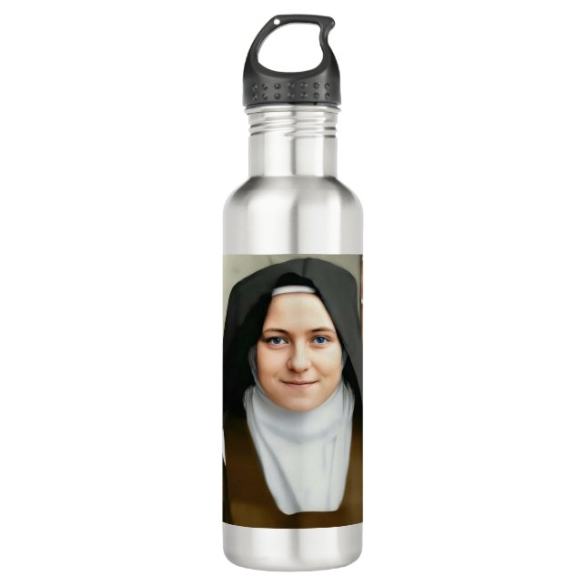 saint therese of lisieux stainless steel water bottle (Front)