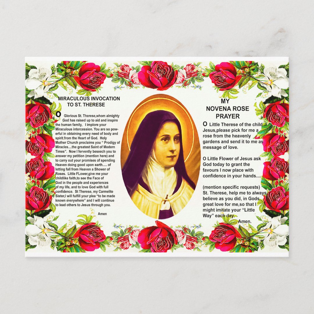 Saint Therese The Little Flower Of Jesus Postcard | Zazzle