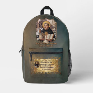 Saint Thomas Aquinas Catholic Doctor Angelicus Printed Backpack