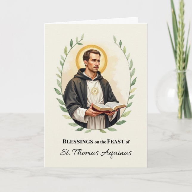 Saint Thomas Aquinas Feast Day Blessings Card (Front)