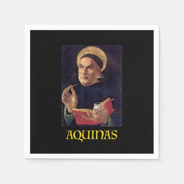 Saint Thomas Aquinas Painting Catholic Napkins (Front)