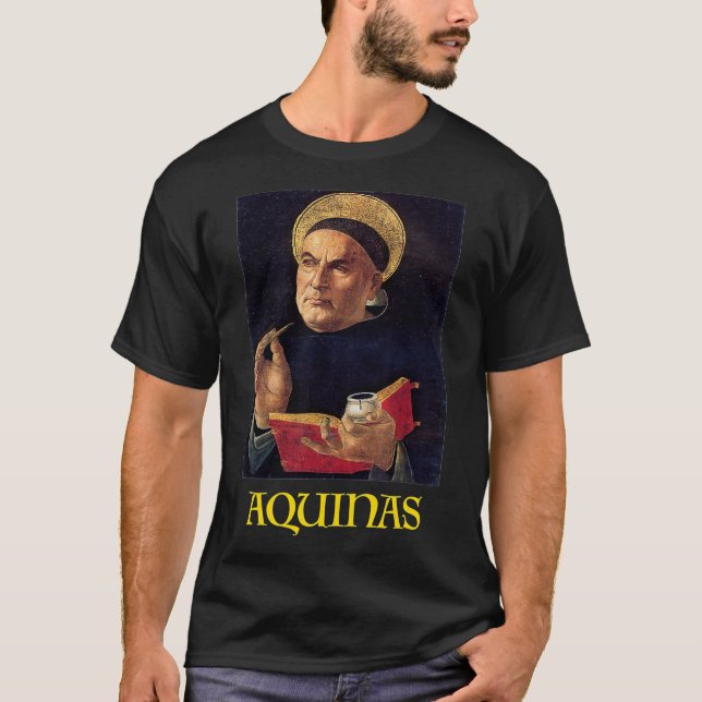 Saint Thomas Aquinas Painting Catholic  T-Shirt (Front)