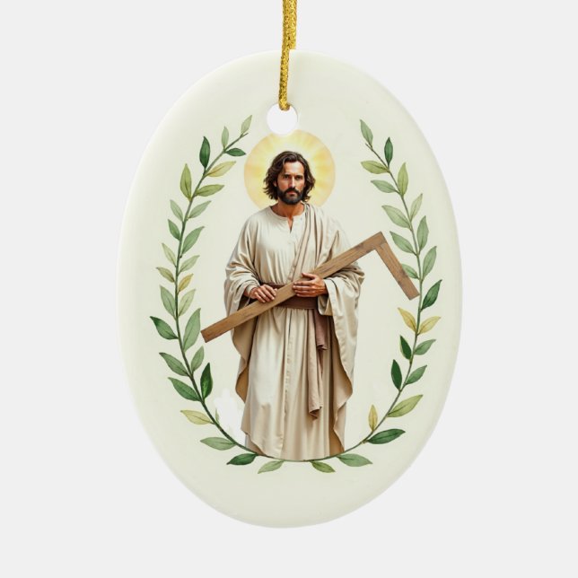 Saint Thomas the Apostle God's Peace and Blessings Ceramic Ornament (Front)