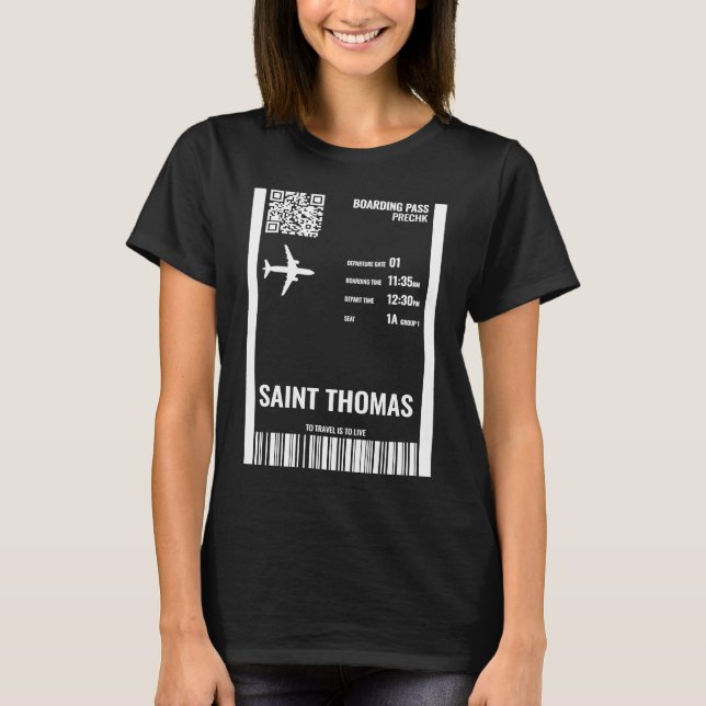 Saint Thomas US Virgin Islands Boarding Pass Airli T-Shirt (Front)
