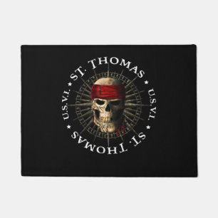 Saint Thomas USVI Pirate Skull Doormat