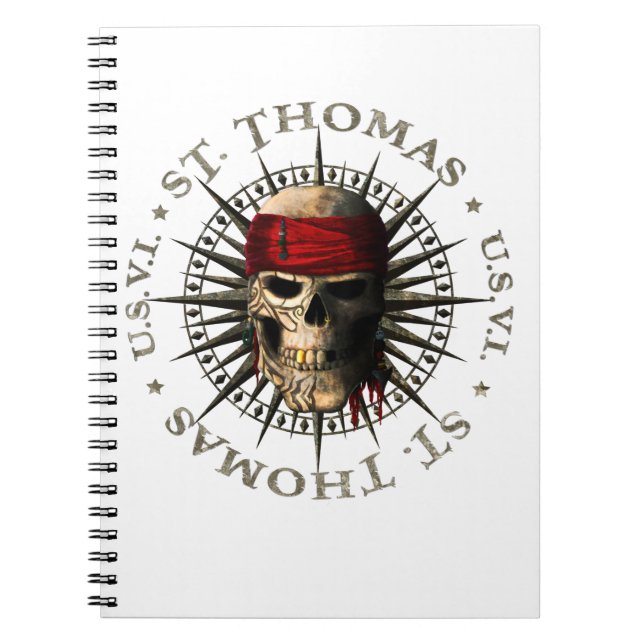 Saint Thomas USVI Pirate Skull Notebook (Front)