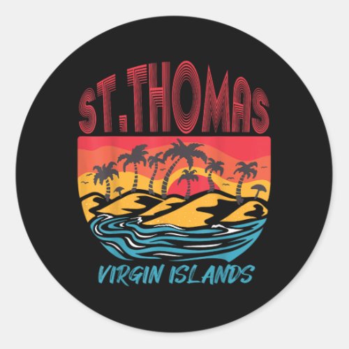 Saint Thomas Virgin Islands Surfing Beach Ocean Va Classic Round Sticker