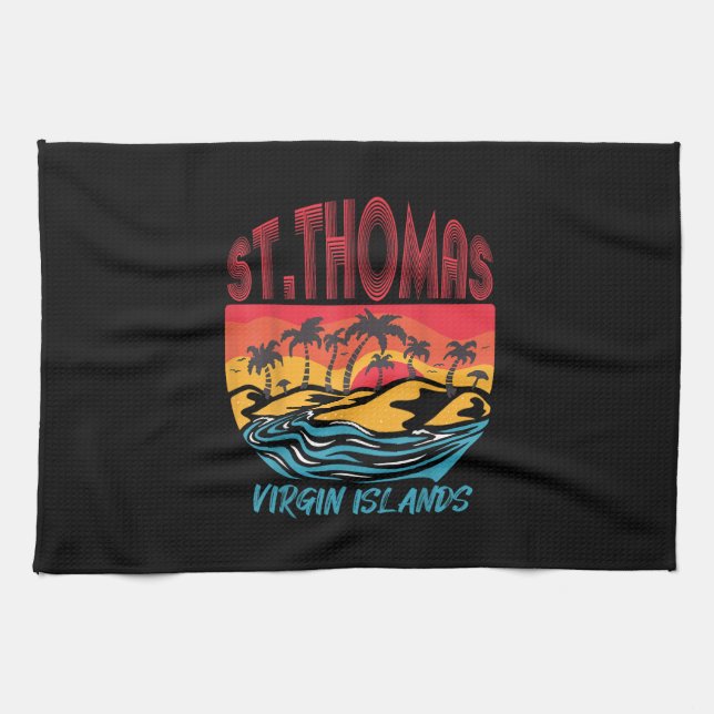 Saint Thomas Virgin Islands Surfing Beach Ocean Va Kitchen Towel (Horizontal)