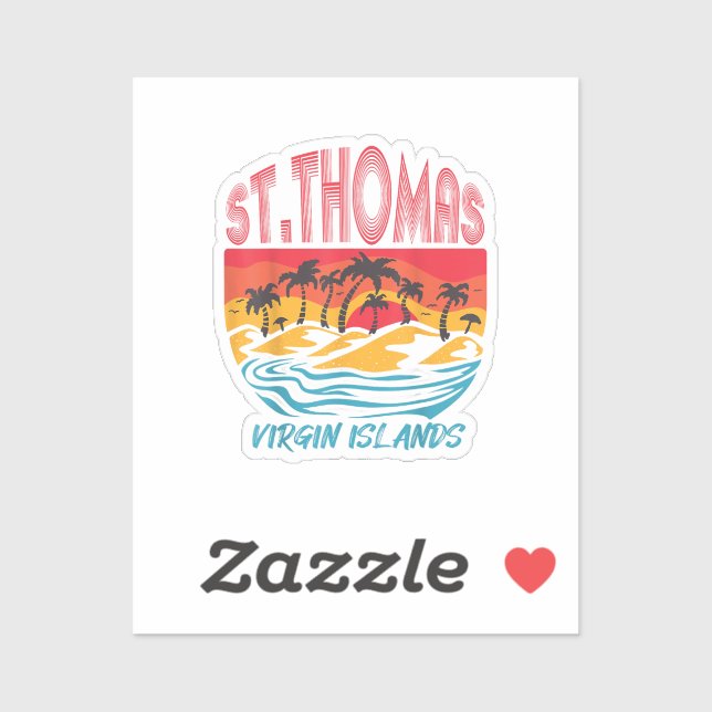 Saint Thomas Virgin Islands Surfing Beach Ocean Va Sticker (Sheet)