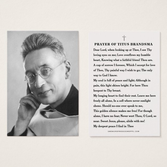 Saint Titus Brandsma Catholic Prayer Religious (Front & Back)