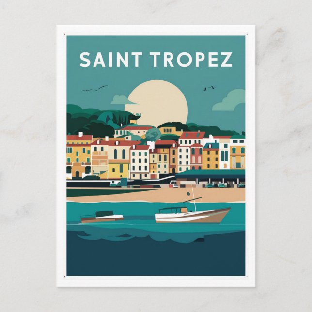 Saint Tropez France Illustration Postcard (Front)
