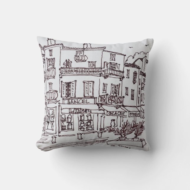 Saint-Tropez Shops | French Riviera, France Throw Pillow (Front)
