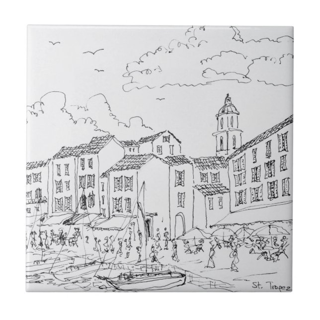 Saint-Tropez Waterfront | French Riviera, France Ceramic Tile (Front)