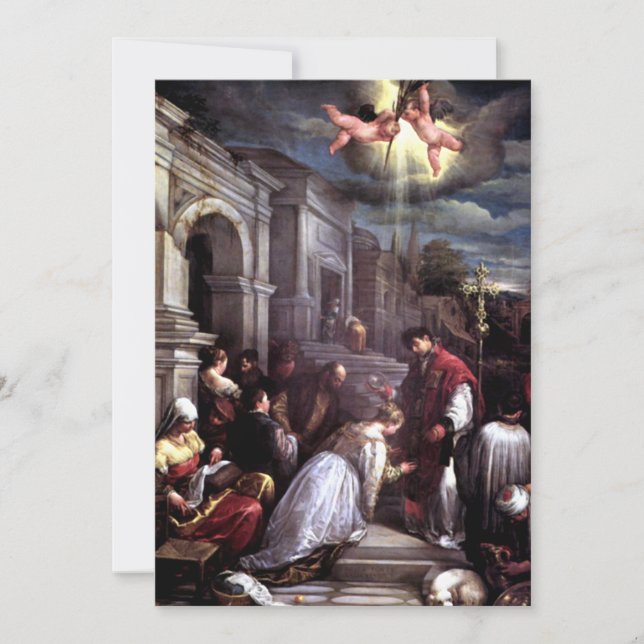 Saint Valentine Baptizing Saint Lucilla - Bassano Holiday Card (Front)