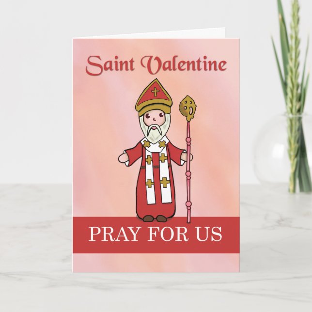 Saint Valentine Catholic Simple Saint on Valentine Card (Front)