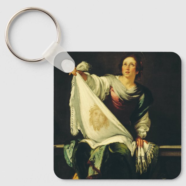 Saint Veronica Art The Miracle of the Holy Face Keychain (Front)
