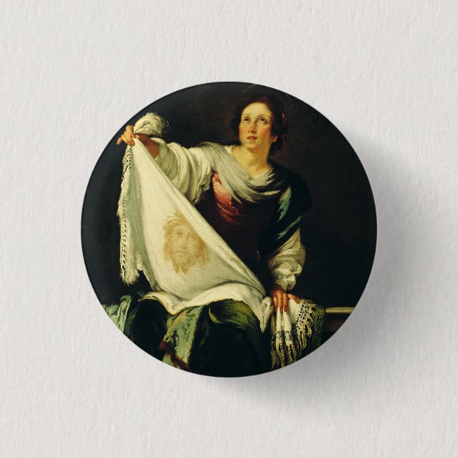 Saint Veronica by Bernardo Strozzi Button (Front)