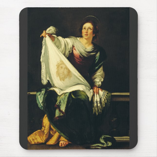 Saint Veronica by Bernardo Strozzi Mouse Pad (Front)